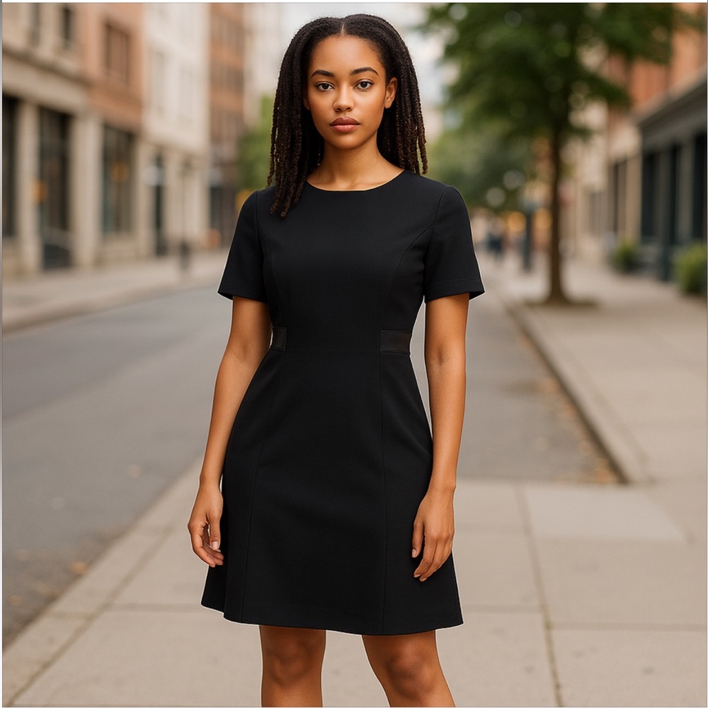 J. Lindeberg‎ Little Black Dress Career Cocktail Party Full Zip Back Sheath